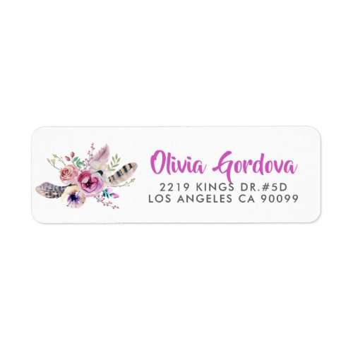 Colorful Boho Bouquet  Modern Typography Template Label
