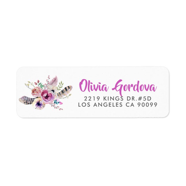 Colorful Boho Bouquet & Modern Typography Template Label (Front)