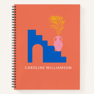 Colorful Boho Bright Botanical Shapes Personalized Notebook