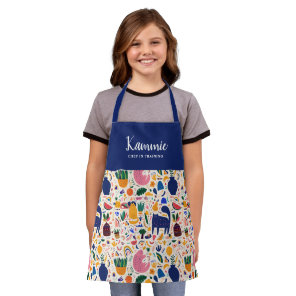 Colorful Boho Cats Pattern Chef in Training   Apron