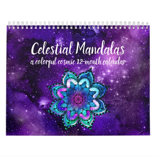 Colorful Boho Celestial Mandalas Watercolor Stars Calendar