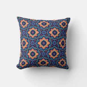 Colorful Boho Chic Floral Pattern Throw Pillow