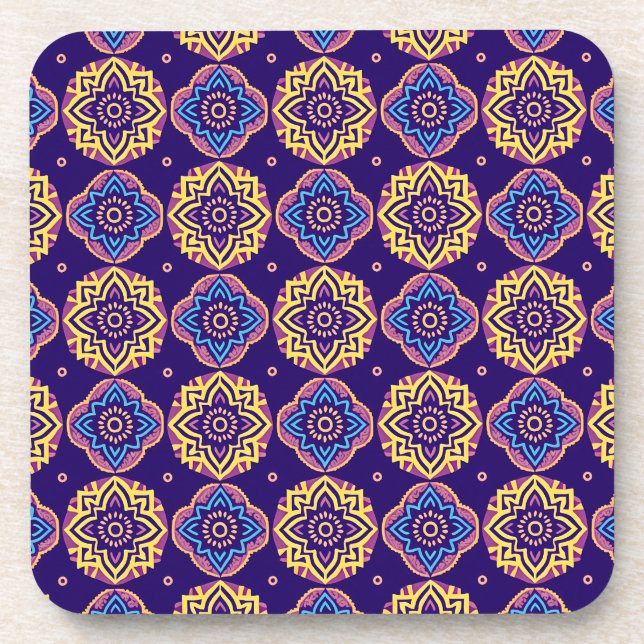 Colorful Boho Chic Pattern Coasters - Set of 6 (Front)
