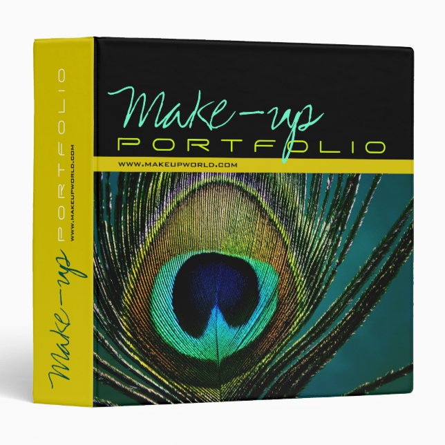 Colorful Boho Chic Peacock Feather Stylish Modern Binder (Front/Spine)