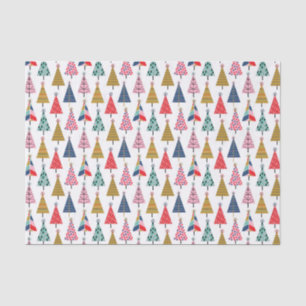 Colorful Boho Christmas Trees Pattern Tissue Paper