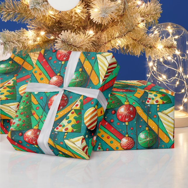 Colorful Boho Christmas  Wrapping Paper (Holidays)