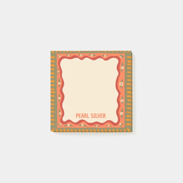 Colorful Boho CUSTOM Chic Monogram Personalized Post-it Notes (Front)