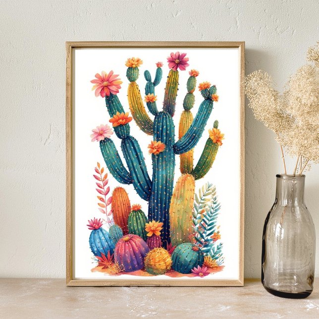 Colorful Boho Desert Cactus Art Poster (Creator Uploaded)