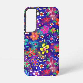 Colorful Boho Doodle Flowers Samsung Galaxy S22 Case
