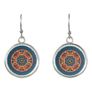 Colorful Boho Ethnic Inspired Geometric Mandala Earrings