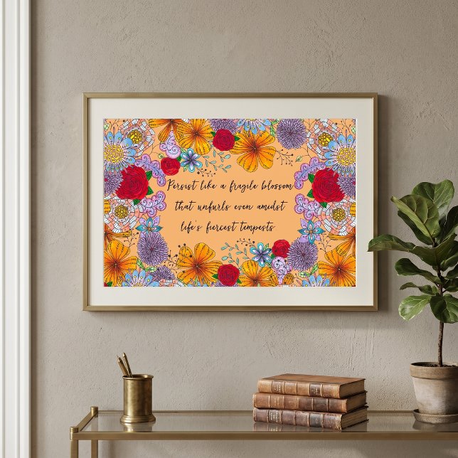 Colorful Boho Floral Botanical Inspirational Quote Poster (Creator Uploaded)