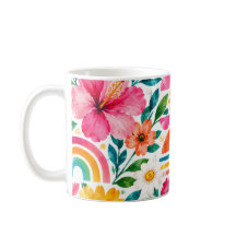 Colorful Boho Floral Coffee Mug - Vibrant Abstract