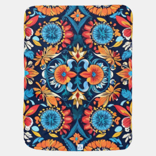 Colorful Boho Floral Elegance: Vibrant Mandala Baby Blanket