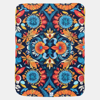 Colorful Boho Floral Elegance: Vibrant Mandala Baby Blanket