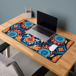 Colorful Boho Floral Elegance: Vibrant Mandala Desk Mat