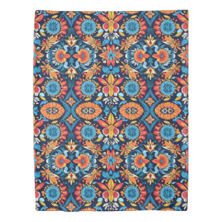 Colorful Boho Floral Elegance: Vibrant Mandala Duvet Cover