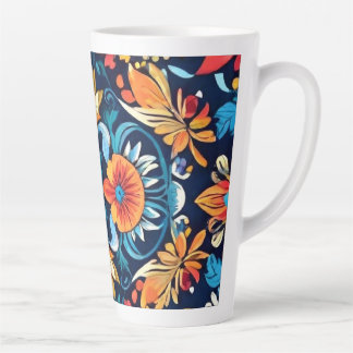 Colorful Boho Floral Elegance: Vibrant Mandala Latte Mug