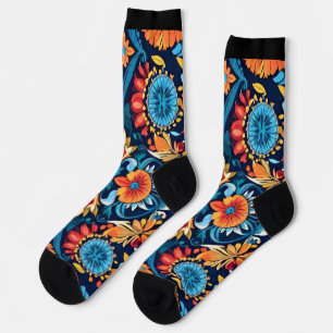 Colorful Boho Floral Elegance: Vibrant Mandala Socks