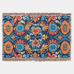 Colorful Boho Floral Elegance: Vibrant Mandala Throw Blanket