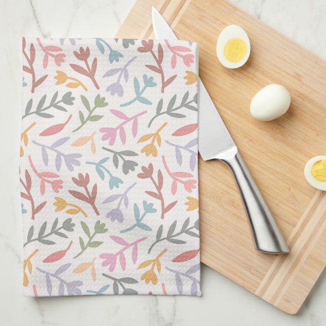 Colorful Boho Floral Kitchen Towel (Quarter Fold)