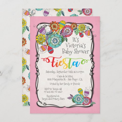 Colorful Boho Floral Mexican Fiesta Baby Shower Invitation