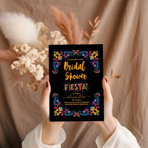Colorful Boho Floral Mexican Fiesta Bridal Shower Invitation