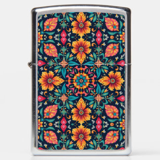 Colorful Boho Floral Pattern Elegant Symmetry Zippo Lighter