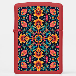 Colorful Boho Floral Pattern Elegant Symmetry Zippo Lighter