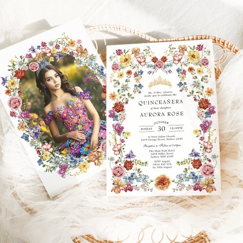 Colorful Boho Floral Quinceaera Mis Quince Invitation