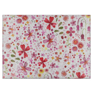 Colorful Boho Floral Watercolor Cutting Board