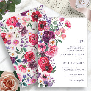 Colorful Boho Floral Wedding Invitation