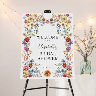 Colorful Boho Flower Garden Bridal Shower Welcome Foam Board