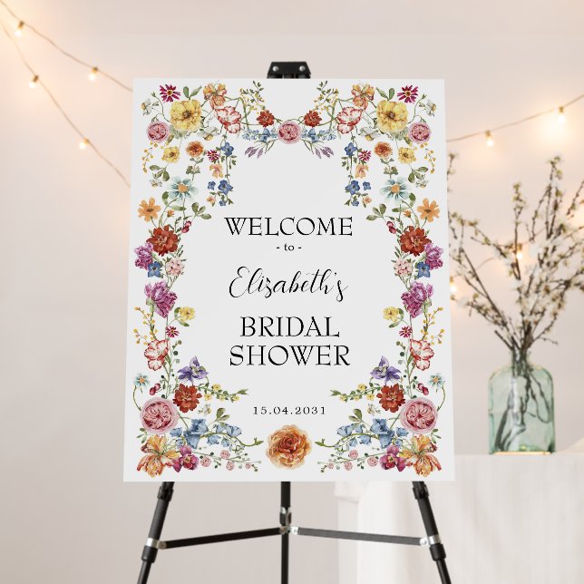 Colorful Boho Flower Garden Bridal Shower Welcome Foam Board (In Situ (Stand))