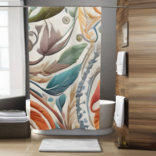 Colorful Boho Flower Theme Shower Curtain Style 2