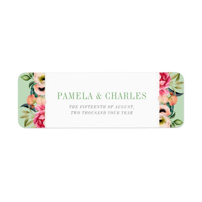 Colorful Boho flowers border Label (Front)