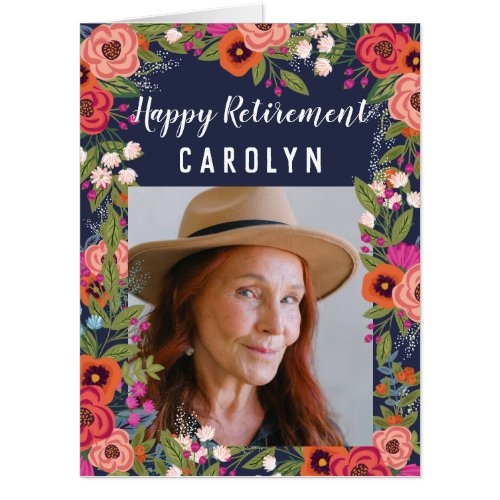 Colorful Boho Flowers Happy Retirement Big Card