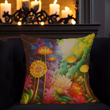 Colorful Boho Flowers Throw Pillow by AutumnRoseMDS at Zazzle