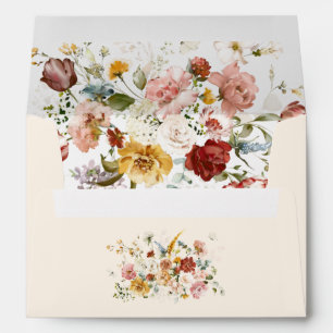 Colorful Boho Garden Flowers Return Address Envelope