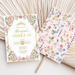 Colorful Boho Garden Flowers Sweet 16 Birthday Invitation<br><div class="desc">This elegant invitation is perfect for your little princess' sweet 16 birthday! The lovely design features vibrant garden flowers,  gold tiara and classy typography. Click the "customize further" button if you wish to re-arrange and format the style and placement of the text.</div>
