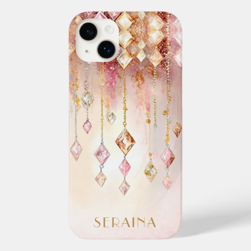 Colorful Boho Gems Blush Pink and Gold ID1035 Case_Mate iPhone 14 Plus Case