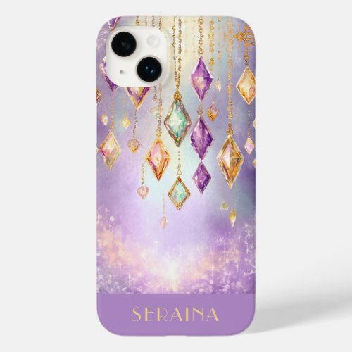 Colorful Boho Gems Lavender and Gold ID1035 Case_Mate iPhone 14 Plus Case