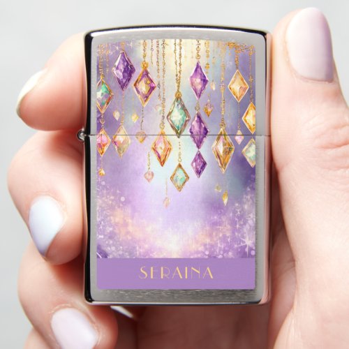 Colorful Boho Gems Lavender and Gold ID1035 Zippo Lighter