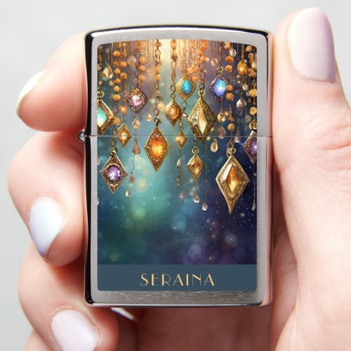 Colorful Boho Gems Teal and Gold ID1035 Zippo Lighter