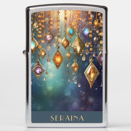 Colorful Boho Gems Teal and Gold ID1035 Zippo Lighter
