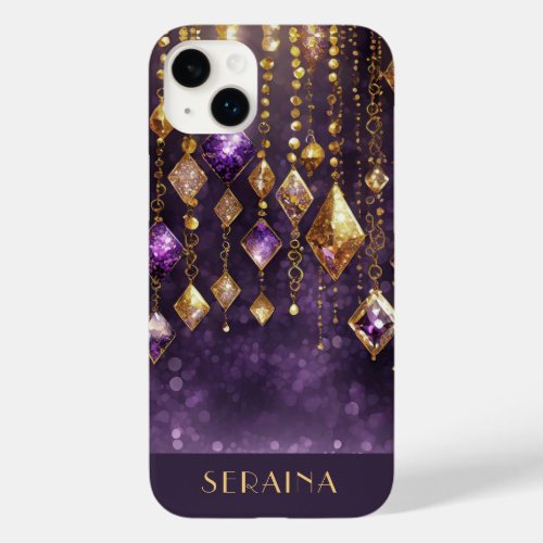 Colorful Boho Gems Violet and Gold ID1035 Case_Mate iPhone 14 Plus Case
