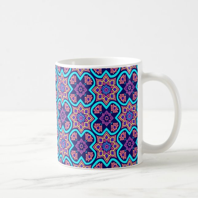 Colorful Boho Geometric Floral Pattern Coffee Mug (Right)
