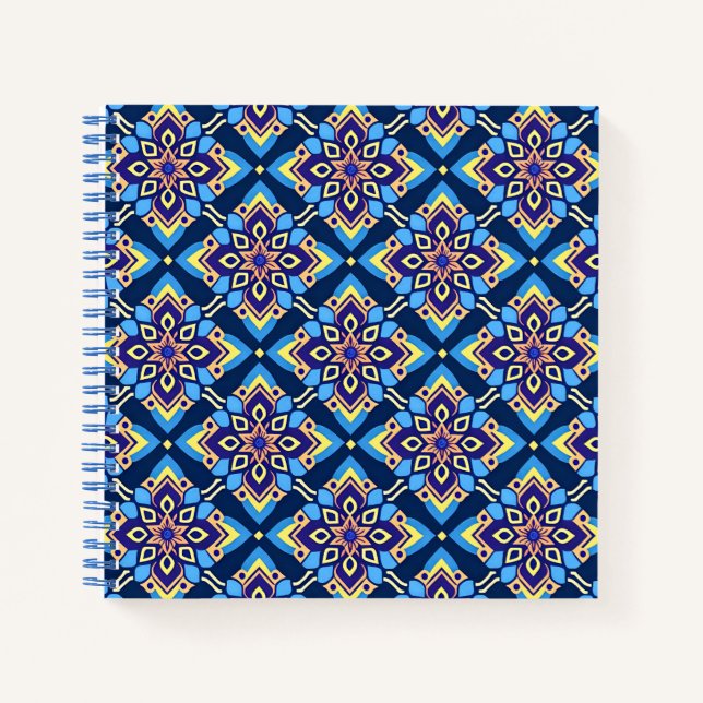 Colorful Boho Geometric Floral Pattern Notebook (Front)