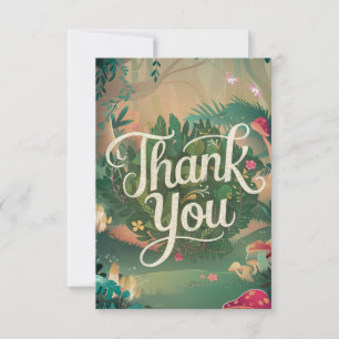 Colorful Boho Greenery Woodland Thank You Card