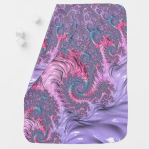 Colorful Boho Hippie Groovy Trippy Pastel Fractal Baby Blanket