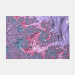 Colorful Boho Hippie Groovy Trippy Pastel Fractal Doormat